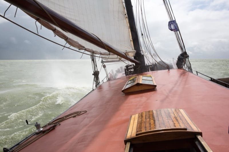Tall ship on the North Sea sailing towards Vlieland